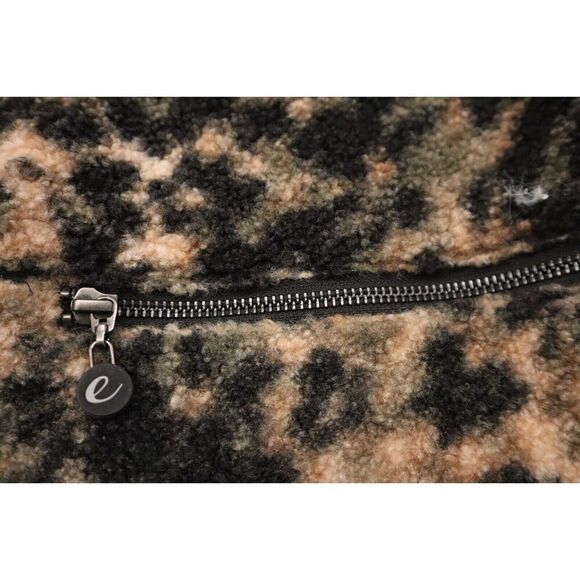 Calme by Johnny Was Size Small Printed Sherpa Fleece Jacket Brown/Multi - Picture 10 of 14